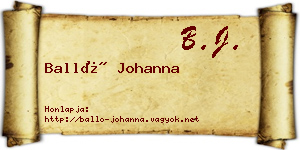 Balló Johanna névjegykártya